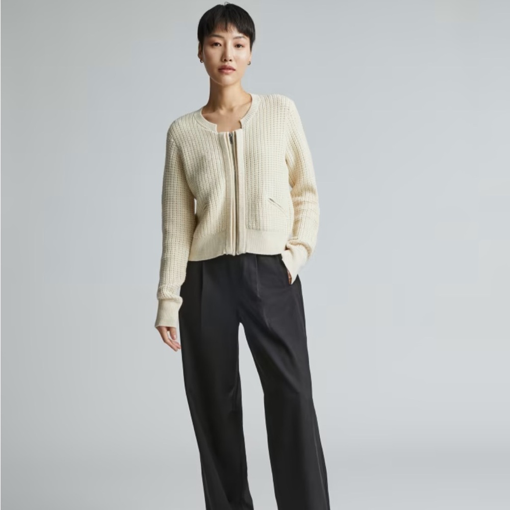 NWOT Everlane The Cropped Cotton-Merino Bomber Size L - Picture 5 of 10